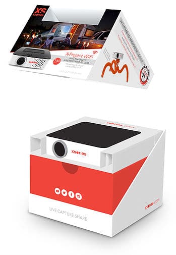 this is a 3D mockup of the projector packaging to show the concept and different parts. It illustrates the user experience when the consumer open the packaging. This renderings is the final step to close the packaging