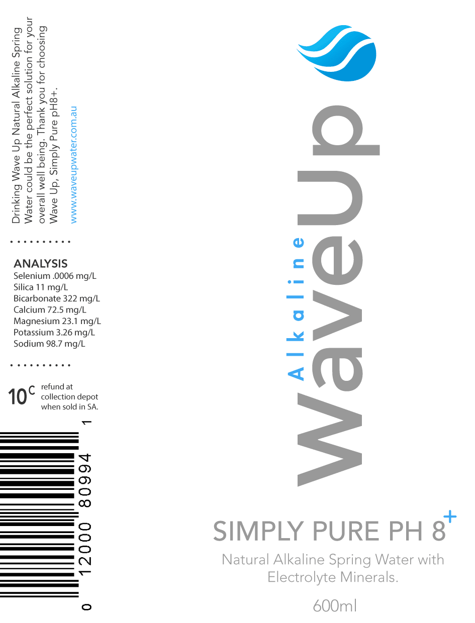 Graphic design on water label bottle. Wave Up Australian brand