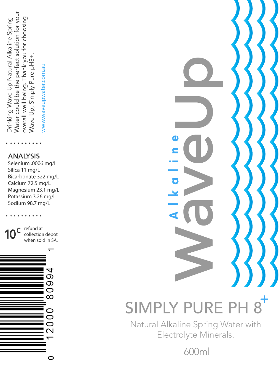 Graphic design on water label bottle. Wave Up Australian brand