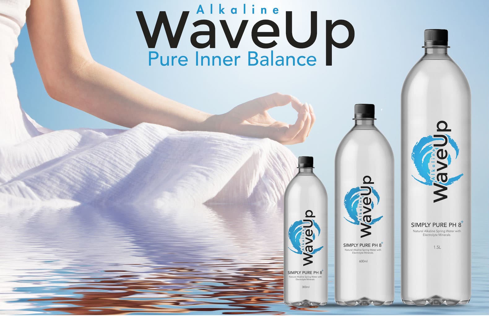 Marketing advertising of a water bottle and a woman doing ypga