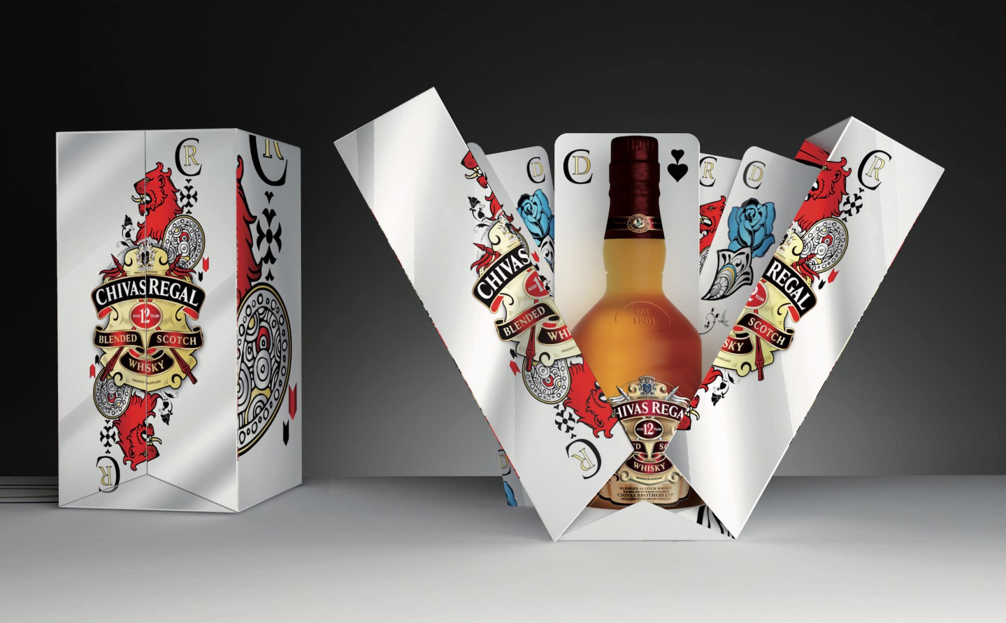 mockup with graphic design and liquor bottle in its packaging
