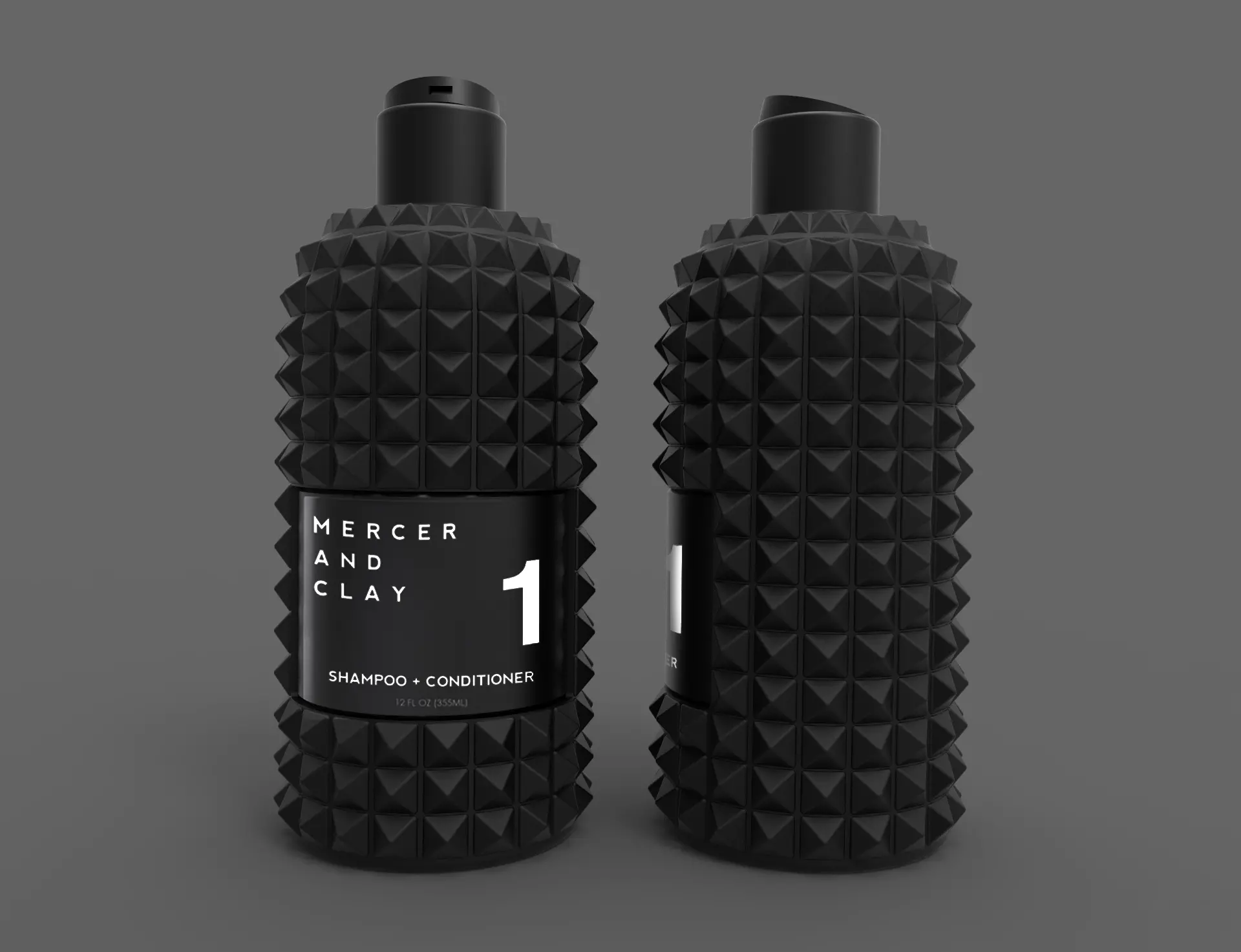 3D rendering Shampoo bottle with grenade shape