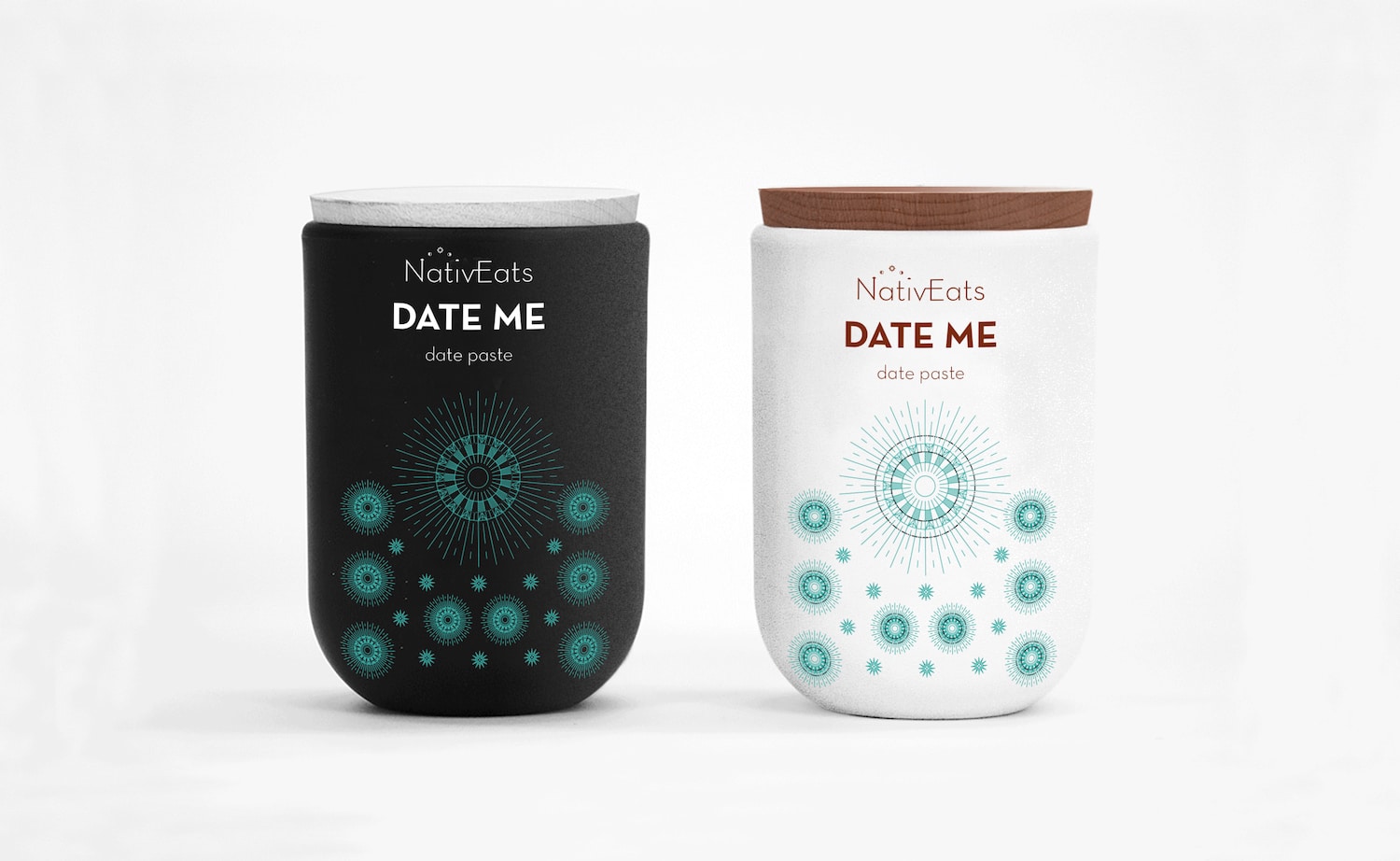 Dates paste packaging with graphic design in a clay jar
