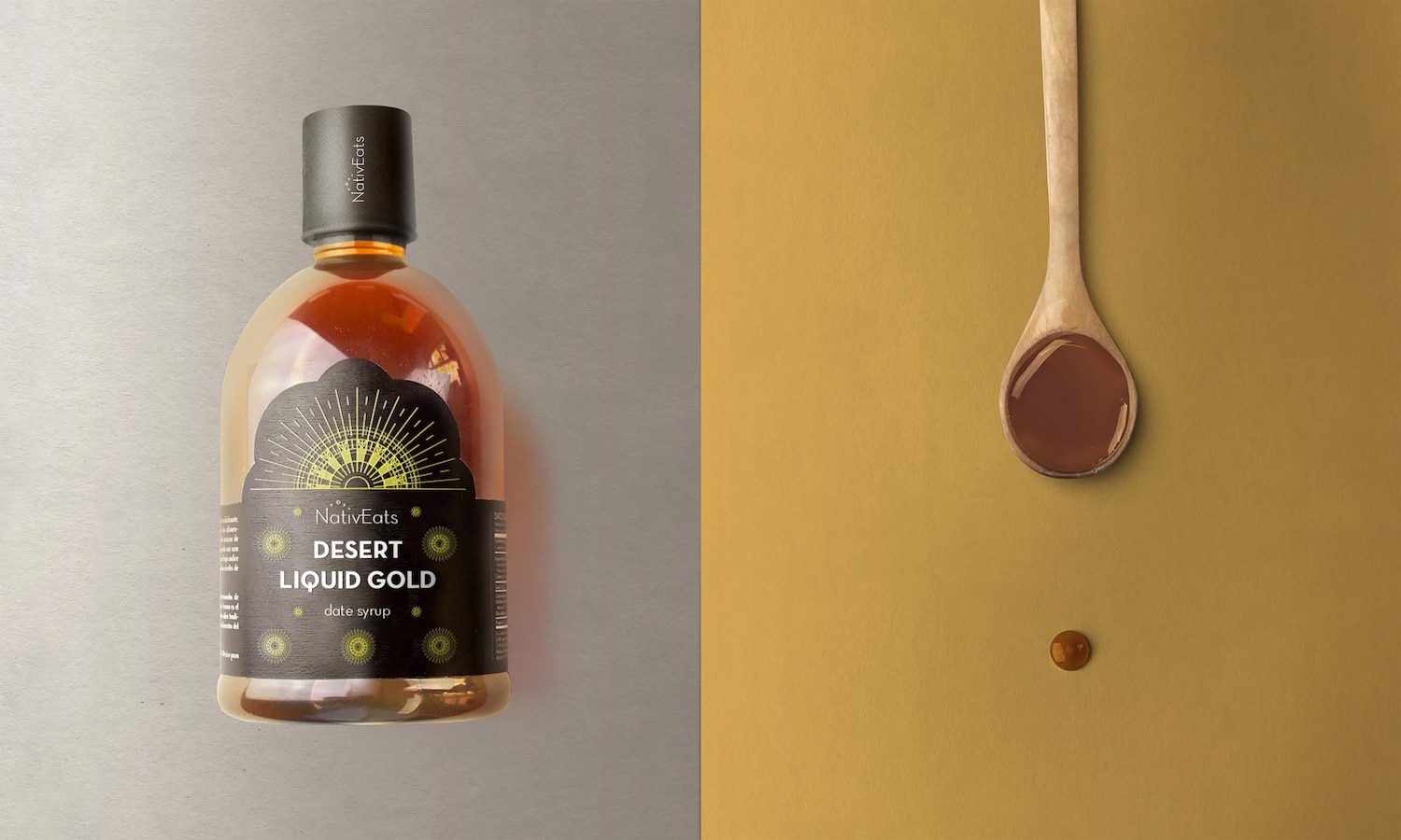dates syrup packaging with graphic design on a mockup