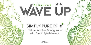 graphic design of a water bottle label with green waves