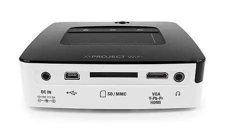 This is the back view of the professional projector with all built-in. We designed this product with specific features such as Premium materials, graphic design made in-mold, touchpad, wifi, Youtube and Android technology inside.