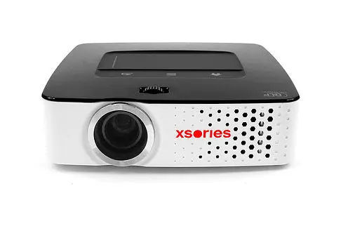 This is the front view of the professional projector with all built-in. We designed this product with specific features such as Premium materials, graphic design made in-mold, touchpad, wifi, Youtube and Android technology inside.