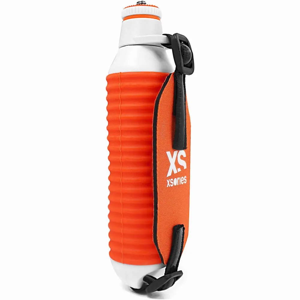 This floatable handle has been designed for action camera such GoPo black or DJI Oslo Action. We designed this handle product to never lose your action camera ever again. We distend this product with a plastic body and a silicone cover has a handle. We also made a neoprene handle to secure the pole in your hand. the colour is bright orange and white to spot easily the handle in your environment