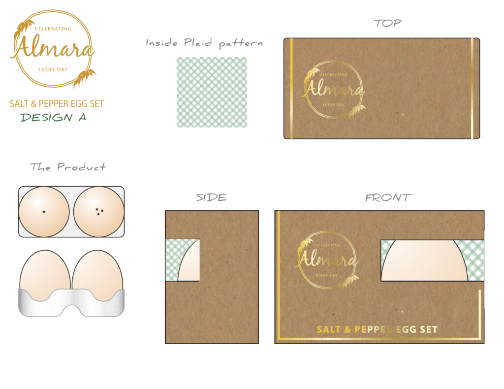 2D drawing design packaging of salt & pepper Kraft paper